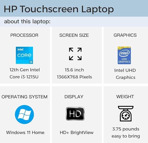 HP 2024 Newest Laptop for Business and Student, 15.6" HD Touchscreen, Intel 6-Core i3-1215U Processor, 16GB RAM, 512GB SSD, lntel UHD Graphics, Windows 11 Home, with Microsoft Office Lifetime License