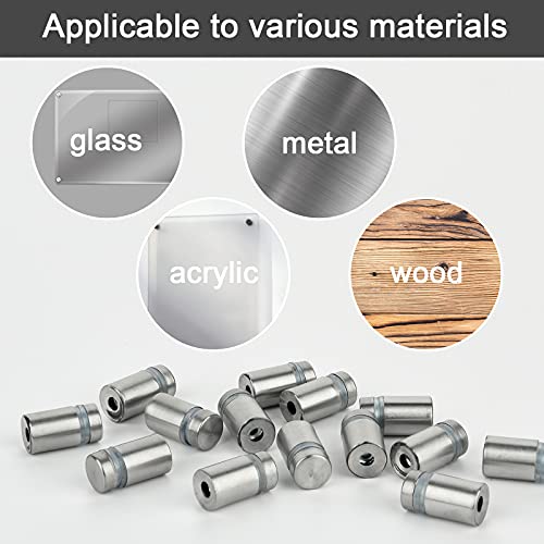 Homakover 14 Pcs Stainless Steel Standoff Screws Wall Mount Glass Standoff Holder Screw Mounting Glass Hardware for Hanging Acrylic Picture Frame Advertising (12 x 20MM)