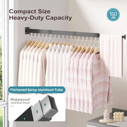 Heavy Duty Retractable Clothes Drying Rack - Wall Mounted Space Saving Aluminum Laundry Hanger Rack with Folding Arms & 18 Hooks for Indoor, Balcony, Outdoor Use (Black)