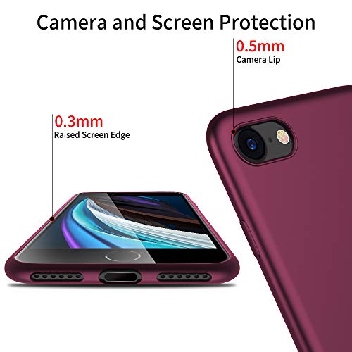 X-level iPhone SE 2022/2020 Case,iPhone 7/8 Case Ultra Thin Soft TPU Back Cover Phone Case Matte Finish Coating Grip Cover Compatible iPhone 7/8/SE 2020 /SE 3- WineRed