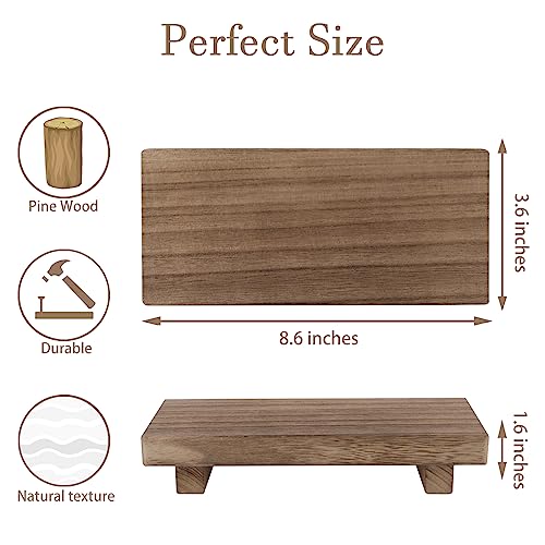 zoocatia Small Wood Tray Pedestal Stand Farmhouse Bathroom Decor Decorative Wooden Riser Kitchen Soap Dish Holder for Vanity, Counter, Sink, Brown