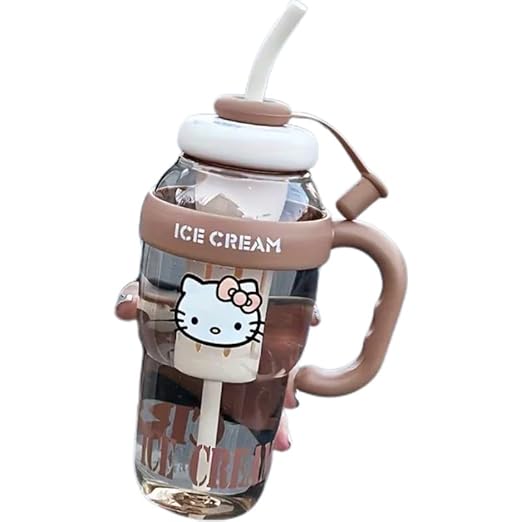 Hello Kitty Large Capacity Water Bottle with Straw cute, Leak-Proof & Lightweight – Stay Hydrated Anywhere! Perfect water bottle for School, Office, Gym, Travel& Outdoor Adventures!