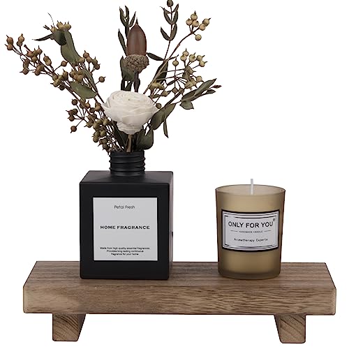 zoocatia Small Wood Tray Pedestal Stand Farmhouse Bathroom Decor Decorative Wooden Riser Kitchen Soap Dish Holder for Vanity, Counter, Sink, Brown