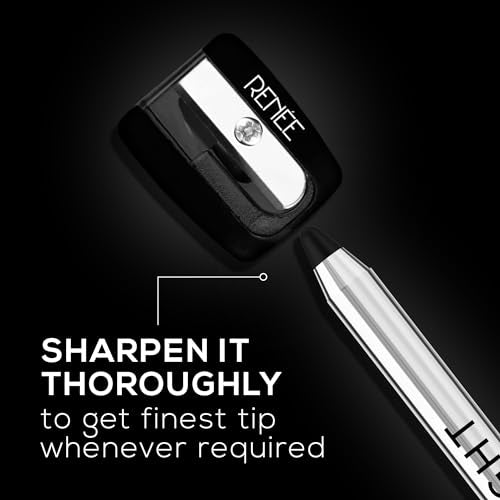 RENEE Midnight Kohl Kajal Pencil - Waterproof, Smudgeproof With Sharpener - 24 Hours Long Stay - Darkest Black - One Swipe Application - Vitamin E, Olive Oil and Castor Oil - 1.5 Gm, Matte Finish