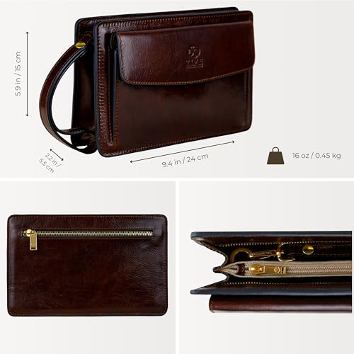 Time Resistance Lederclutch fr Herren - Herren Handtasche - Ledertasche Herren - Edles Portmonee - Umhngetasche Herren - Clutch aus Leder