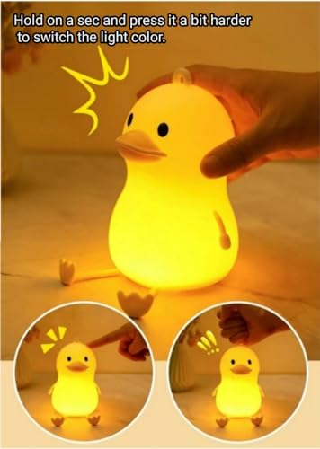 HULPPRE Children Night Light- Pat&Remote 8 Colors Decor Duck Table Lamp for Kids/Baby/Adults,Soft Silicone Nightlights for Bedroom,Bathroom,Nursery,Stairs,Hallway