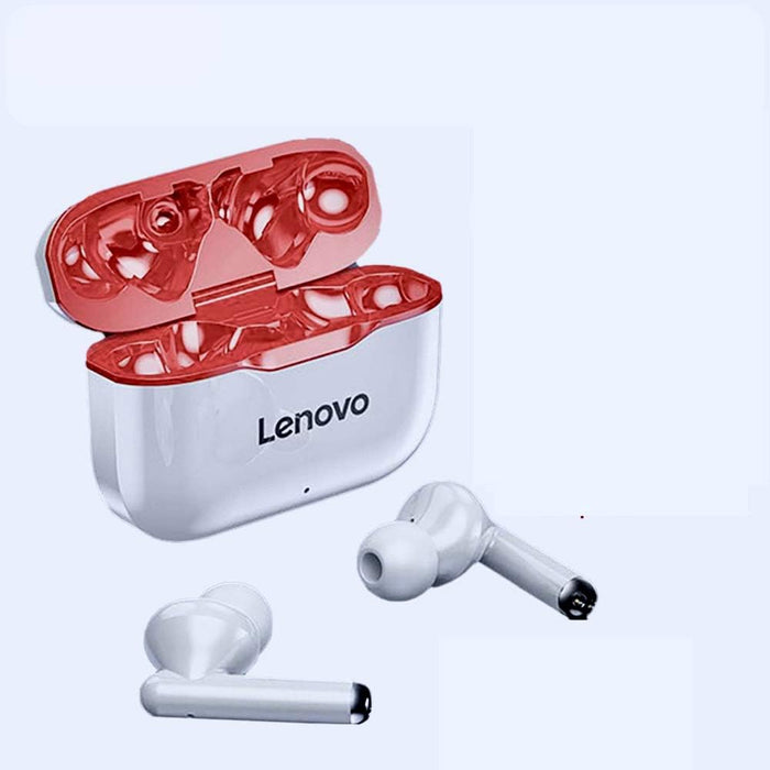 Lenovo Original LP1 TWS Bluetooth 5.0 Headphones for PC, Android, iPad, iPhoneiOS, Dual Stereo, Noise Reduction, HiFi Bass, red