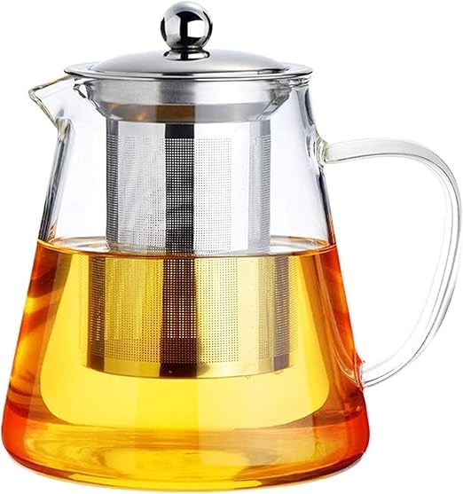 Glass Teapot with Infuser, Stovetop Safe, Blooming and Loose Leaf Tea Maker Set, with Removable Stainless Steel Infuser (750ml)