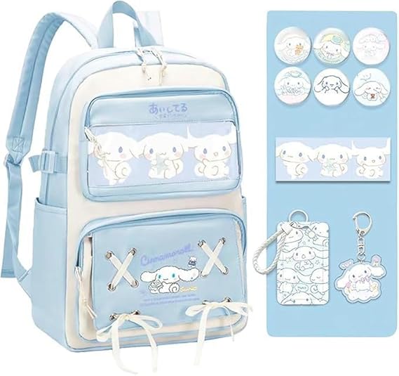 HANNEA® Kids Kindergarten School Backpack Lovely Toddler Backpack for Girls DIY Casual Backpack for Girls with Badges, Post Card, Card Holder, Keychain Charm for 4-8 Years Girl