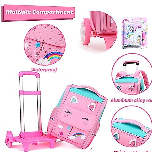 IS MUHE Backpack for School,Roller Bag with Wheels,Double Handle Rolling Backpack,Girls Travel School Children Toddler Trip Rolling Bag Girls Travel Roller Bag - m
