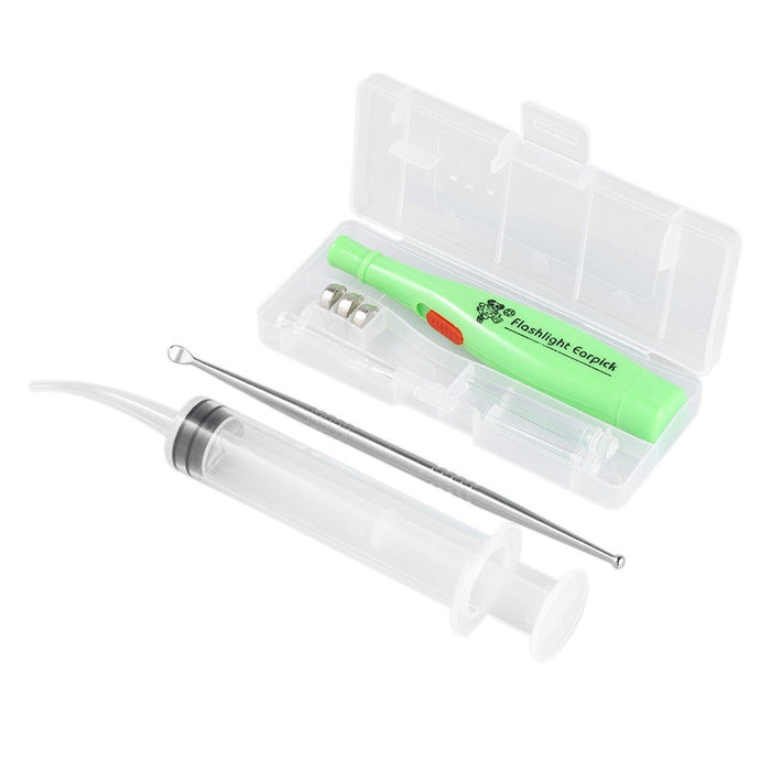 WildCard India Tonsil Stone Remover Tool LED Light Earpick Stainless Steel Earwax Remover with 3 Tips Irrigator Clean