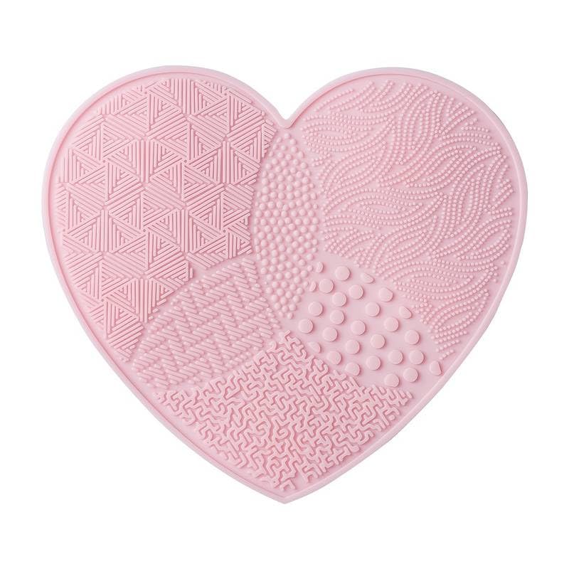 Heart Shaped Portable Makeup Brush Cleaning Pad With Suction Cup | Beauty Tool | Makeup Brush Cleaner Mat | Makeup Accessories - 1pc - Random Colour (Heart, 1)