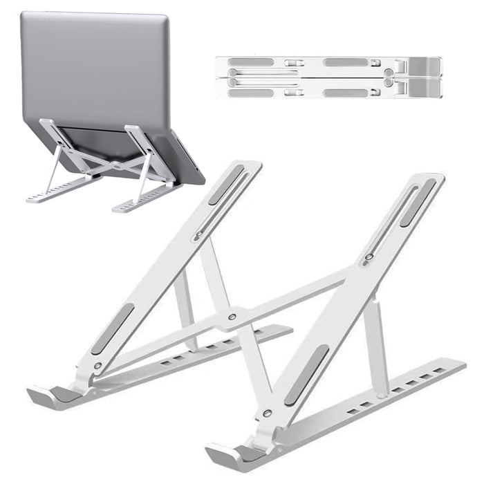 ECVV Portable Laptop Stand for Desk, 13-Angles Adjustable Foldable Laptop Riser ABS Ergonomic Notebook Stand, Compatible with Laptops and iPad(11-17") (White)