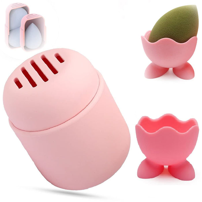 SYOSI Pink Silicone Makeup Sponge Holder & Drying Case, 2 Pack Beauty Storage for Women & Girls, Perfect for Organizing Makeup Tools