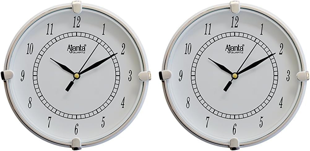 Ajanta Plastic Step Movement Round Wall Clock (White, 19 cm x 19 cm x 3.6 cm) – image 1