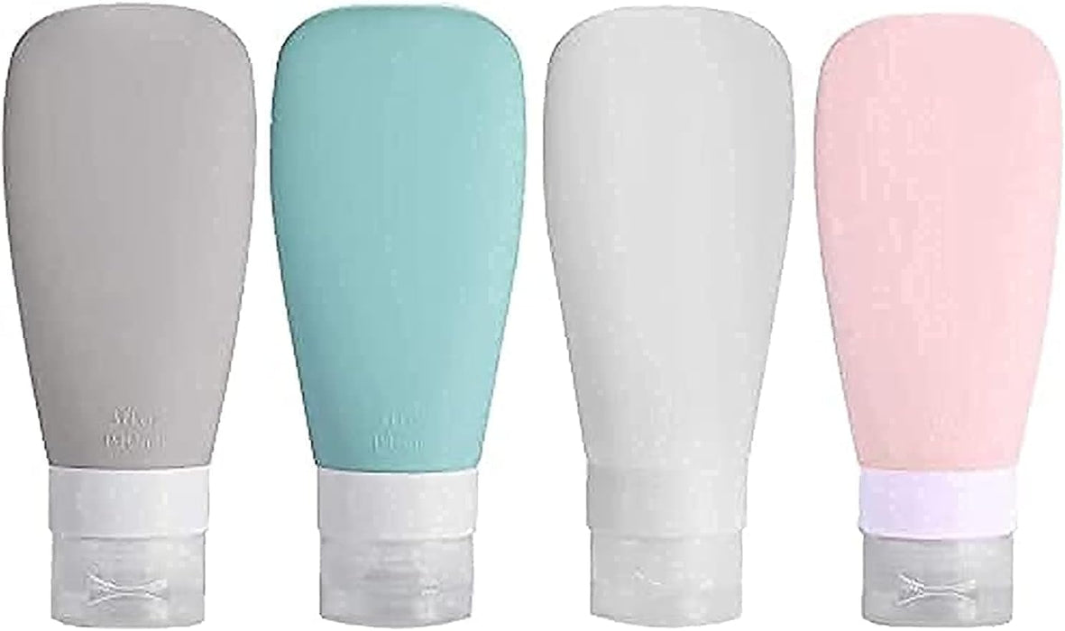 AMERTEER Portable Travel Bottles for Toiletries - TSA Carry On Approved Toiletries Containers, 90ml Leak Proof Squeezable Silicone Tubes, Refillable Liquid Containers for Shampoo, Body Lotion, etc