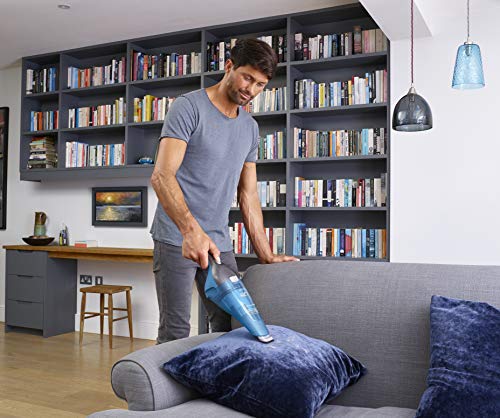 Black+Decker Cordless Dustbuster Handheld Wet & Dry Vacuum Cleaner, 7.2 V 1.5 Ah Li-Ion Battery With Charger Base, 385 ml, 14 Air Watts Suction Power, Blue - Wdc215Wa-B5
