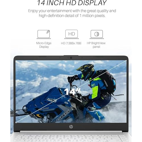 HP 14s Laptop with 14" Diagonal HD Touch Screen Display - Intel Pentium Silver N5030 Processor - Intel UHD Graphics- Backlit keyboard - 8GB DDR 4 Ram - 512GB NVMe SSD Win 11 - Snow White