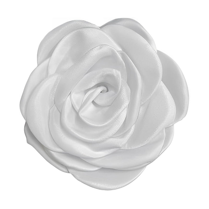 Dainty Satin Rose Flower Brooch for Weddings & Events – 10cm Handmade Fabric Floral Pin with Clip, Dual-Purpose Lapel Accessory Jewellery for Women & Men (Gift Box)