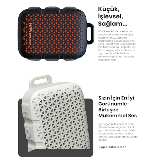 HiFuture Pocket S Mini Portable & Wearable Speaker, 8hrs Playtime, Premium Look, Magnetic Clip, IPX7 Waterproof, 77 Garm lightweight, Type-C charging, White Color