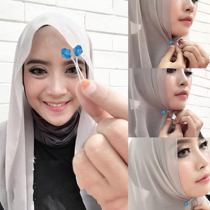 Honbay 12PCS Cute Hijab Pins Crystal Rhinestone Ball Pearl Brooch Pins Headscarf Shawl Scarf Muslim Hijab Scarf Clips Safety Pins Buttons Wedding Dress Decorative Boutonniere