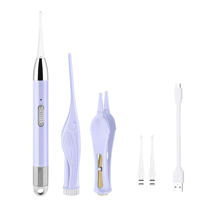 ametoys LED Light Ear Pick USB Ear Wax Removal Nose Clean Clip Baby Adults Ear Nose Clean Tweezers Remover Set