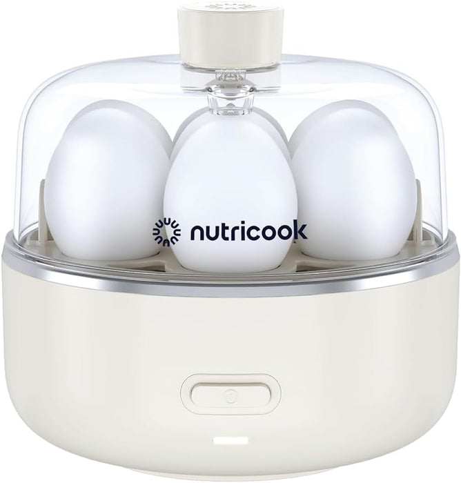 NutriCook Rapid Egg Cooker: 7 Egg Capacity Electric Egg Cooker for Boiled Eggs, Poached Eggs, Scrambled Eggs, or Omelettes with Auto Shut Off Feature - Silver