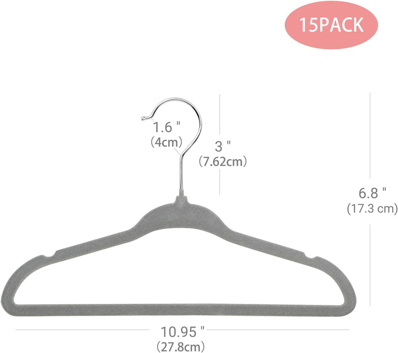 ManGotree Baby Velvet Hangers, Infant and Toddler Hangers, Non-Slip Children Hangers, Ultra-Slim Space Saving Kids Hangers, Sturdy Clothes Hangers 15 Pack (White)