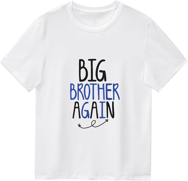 Baby Boys T Shirt Tops Outfit Big Brother Again Finally Tees New Little Brother Romper Bodysuit Sibling Matching Clothes