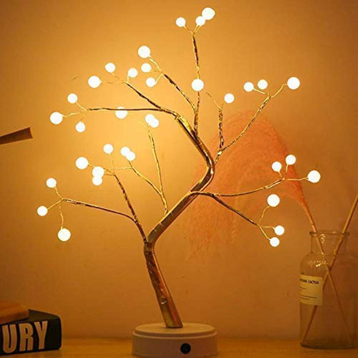 U-HOOME Tree Lights Night Light with Touch Button, 36 LED Pearl Beads Fairy Light Children's Room Décor Battery & USB Powered Tree Lamps Bedside & Table Lamps for Kids Room,Christmas