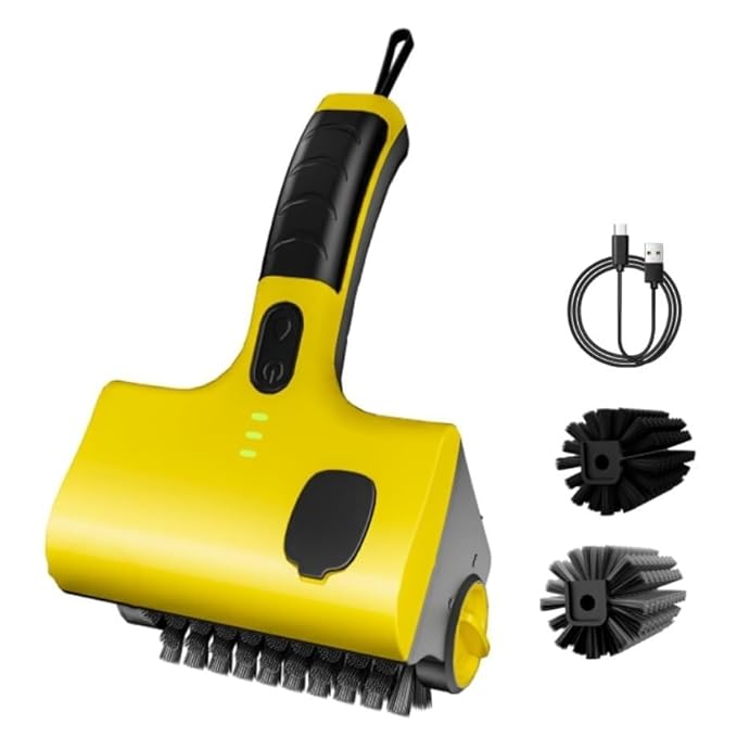 Cordless Electric Grill Brush, 2 in 1 Rechargeable Grill Cleaning Scrub Brush with 360° Rotating Cleaner Brush Head, 2 Speed Adjustable, Sprayable, for BBQ Grill Bathroom and Kitchen