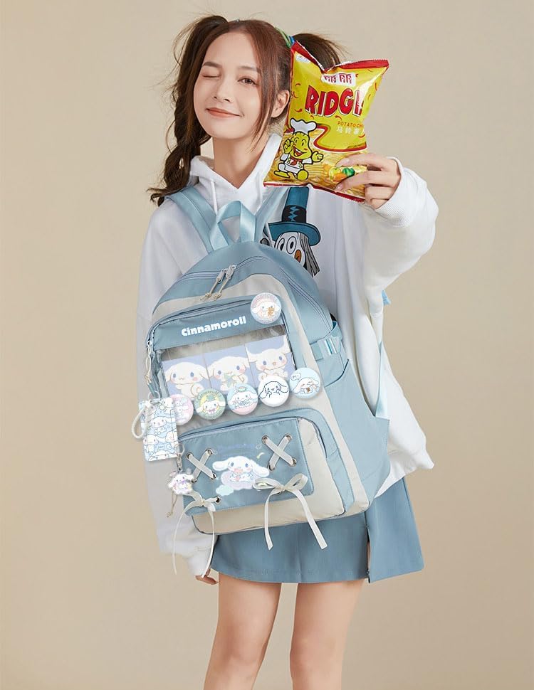 HANNEA® Kids Kindergarten School Backpack Lovely Toddler Backpack for Girls DIY Casual Backpack for Girls with Badges, Post Card, Card Holder, Keychain Charm for 4-8 Years Girl