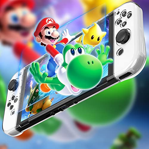 HEYSTOP Case Compatible with Nintendo Switch OLED Model, 9 in 1 Accessories Kit for 2021 Nintendo Switch OLED Model with Dockable Protective Case Cover, HD Switch Screen Protector and Thumb Grip Caps