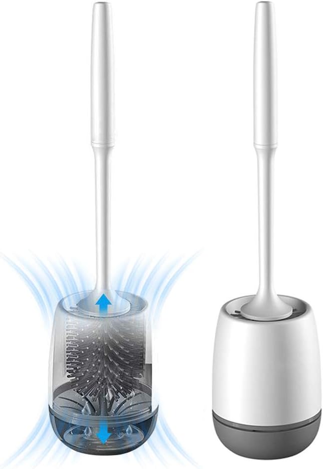 WERISE No Scratch Silicone Toilet Brush and Holder Set, Soft Toilet Cleaner Brush Grey – image 1