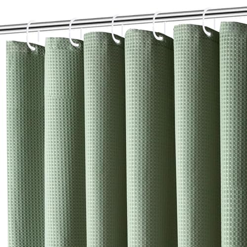 Shower Curtain Waffle Weave Shower Curtain Water Repellent Heavy Duty Shower Curtain Liner for Bathroom Spa Hotel Shower Showroom bathtubs 71x71 Inch Inner (Sage Green, 180 x 180cm)