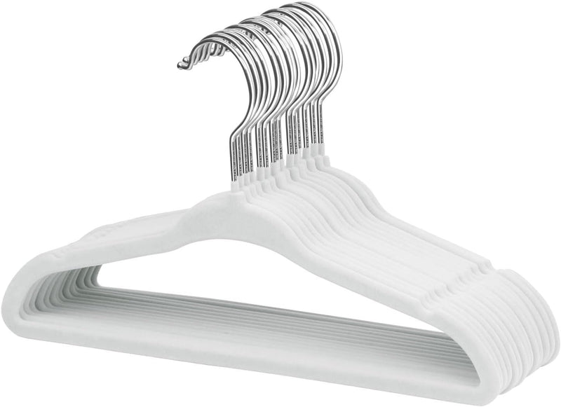 ManGotree Baby Velvet Hangers, Infant and Toddler Hangers, Non-Slip Children Hangers, Ultra-Slim Space Saving Kids Hangers, Sturdy Clothes Hangers 15 Pack (White)