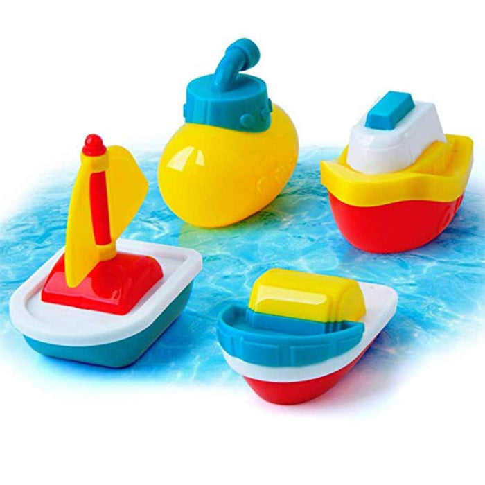 Azonee Baby Bath Toys, 4 Pcs Little Boat Train Bath Toy, Bath Toys Bathtime Floating Boat Plastic Ship Model for Toddlers Kids, Birthday Gift for Kids