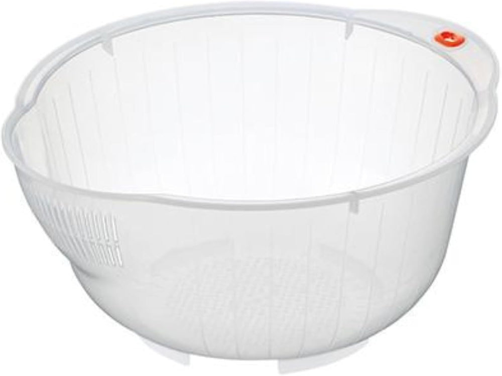 Japanese Rice Washing Bowl with Side and Bottom Drainers, Clear