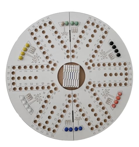 JackarooJoker Double Sided Foldable Wooden Board Game for 4 and 6 Players with BAG, White