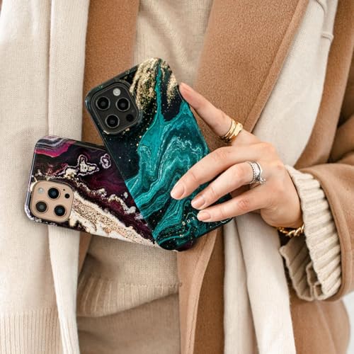 BURGA Phone Case Compatible with Samsung Galaxy S24 Ultra Mobile Phone Case Hybrid 2 Layer Hard Shell Silicone Protective Case Scratch Resistant Shockproof Cover (emerald pool)