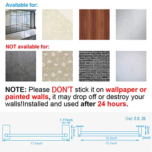 NearMoon Self Adhesive Bathroom Towel Bar- Stainless Steel Bath Wall Shelf Rack Hanging Towel Stick On Sticky Hanger Contemporary Style, NO Drilling (1 Pack, Brushed Nickel, 16-Inch Towel Rack)