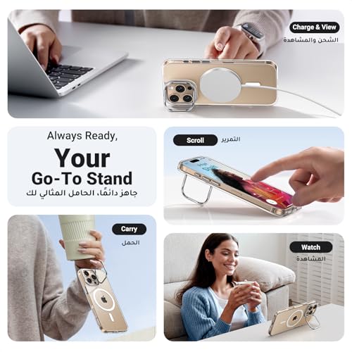 UGREEN iPhone 16 Pro Max Case MagSafe (MagU), Innovative Camera Lens Stand, MIL-Grade Protection, Anti-Scratch Clear Cover with Kickstand, Slim Thin Phone Case for iPhone 16 Pro Max 6.9" Accessories