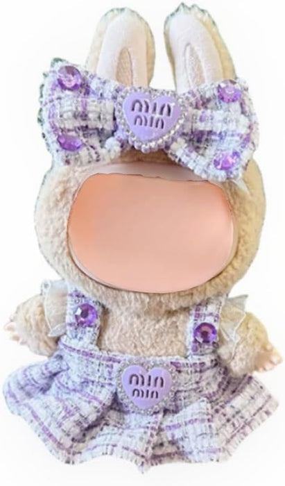 AZONEE Doll Clothes Luxury Chic Style Set for Labubu 17CM Dolls, High-End Fashion 17cm Dolls Accessories Premium for Labubu, Outfit Accessories, Hair rope + skirt, No Doll (Purple)