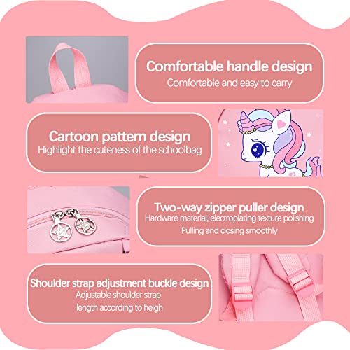 HYGEIAN Toddler Backpack Cute Cartoon Schoolbag Lightweight Bookbags Daypack School Backpack with Adujustable Strap Small Preschool School Bag with Coin Pocket for Girls Boys (Pink), One Size