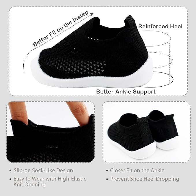 ZONEY Baby Shoes Toddler First Walking Shoes Infant Sneakers Breathable Knitted Mesh Boy & Girls Shoes