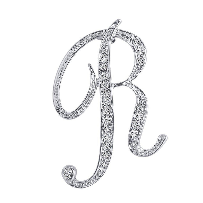 Langthering� Letter Brooch Pins Initial Rhinestone Brooch for Women Crafts Silvery A-Z Brooches for Women, Brooch Pins, Wedding Bridal Brooches