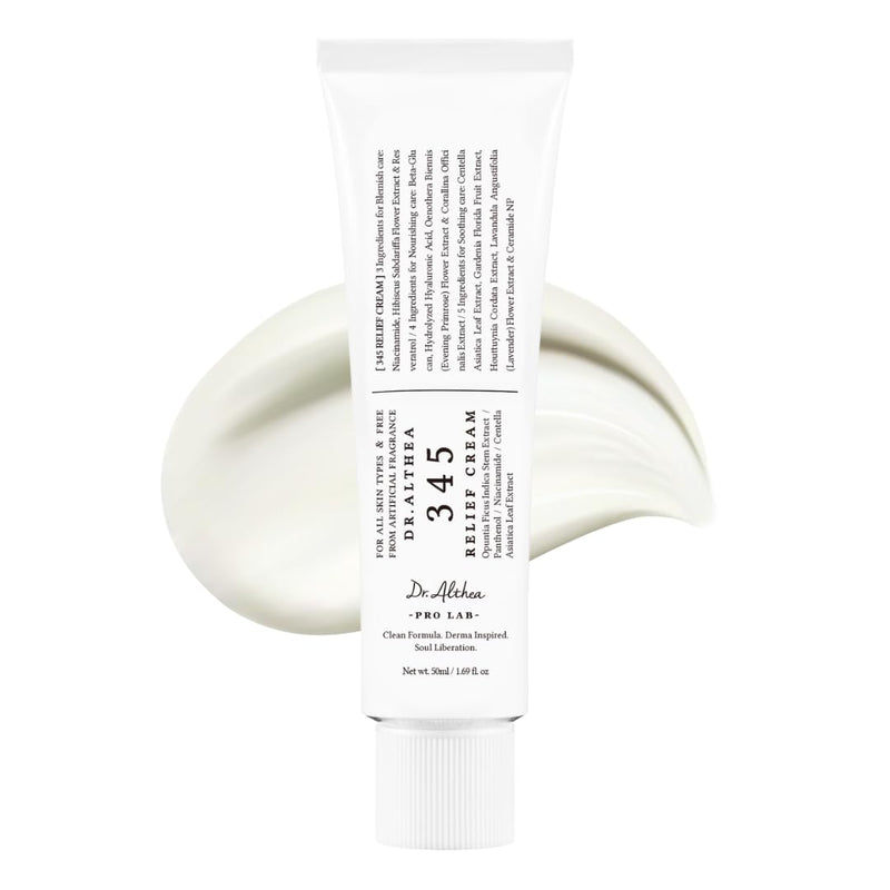 Dr.Althea 345 Relief Cream | Daily Face Moisturizer | Blemish Relief Care | Soothing Recovery & Moisture with Niacinamide, Panthenol | Korean Vegan Skincare for All Skin Types | 1.69 Fl Oz