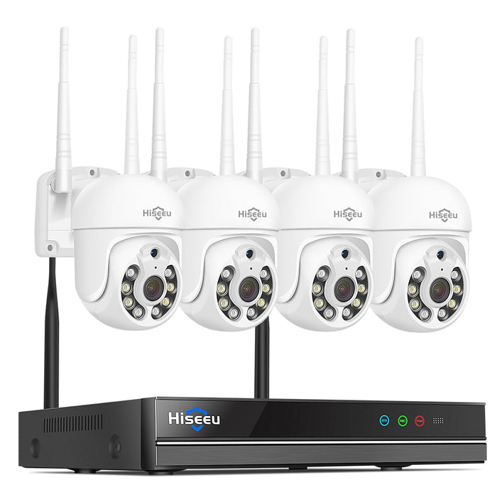 Hiseeu Wireless Security Camera System 5MP WiFi-Pro 10 Channel Security Outdoo System, PTZ Cameras System, Motion Alert, IP66 Waterproof, 24/7 Recording with Hard Drive