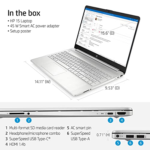 HP Newest Laptop , 15.6" HD Display, Dual Core Intel i3-1115G4 (Upto 4.1GHz,Beats i5-1030G7), 16GB RAM, 256GB SSD, HD Webcam, Bluetooth, WiFi 6, 11+ Hour Battery, Win 11 (Upgraded)