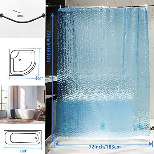 Bostofy Waterproof EVA Thick Shower Curtain Liner with Heavy Duty 3 Bottom Magnets for Shower Stall, Bathtubs, 3D Pebble Pattern, 72 x 72,12 Hooks